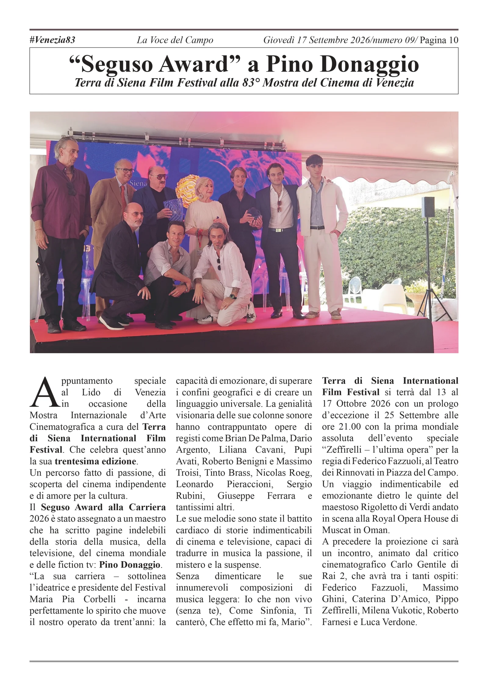 Rassegna stampa 30° Terra di Siena International Film Festival
