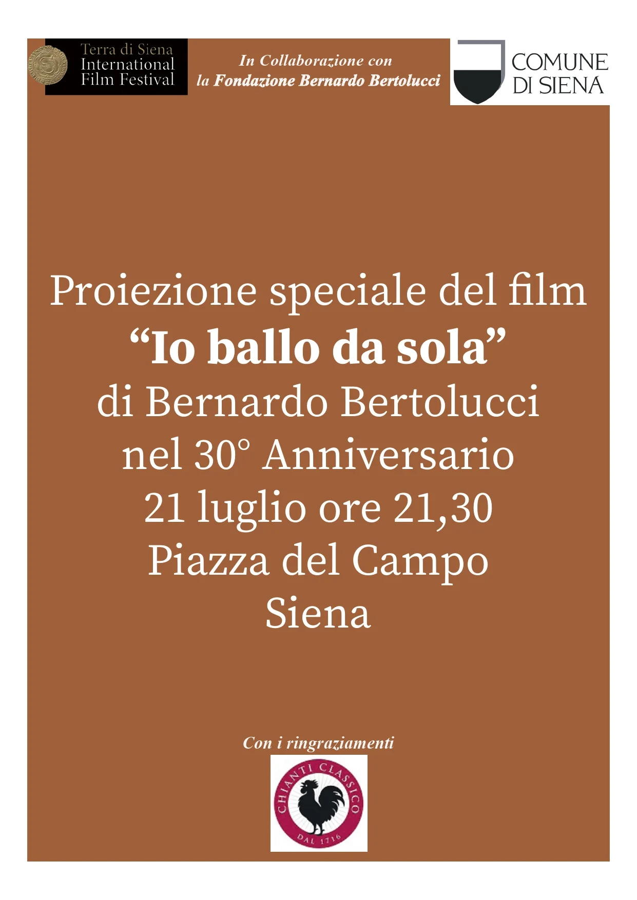 Proiezione speciale Io Ballo da Sola in Piazza del Campo