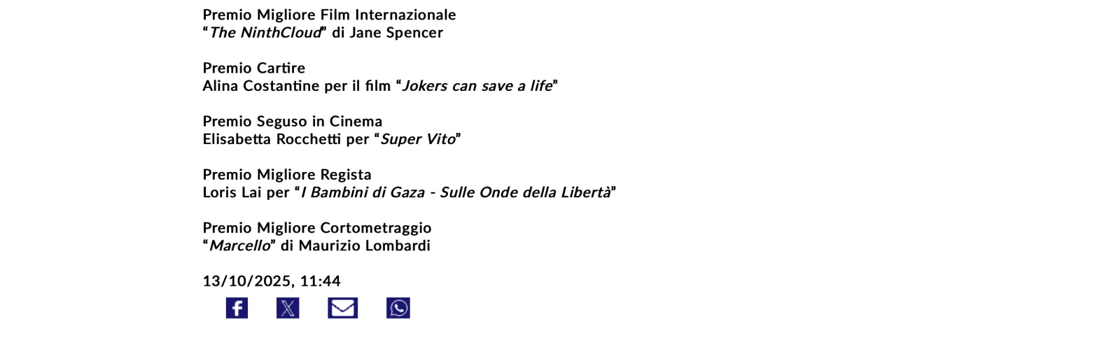 Rassegna Stampa 29° Terra di Siena International Film Festival 2025