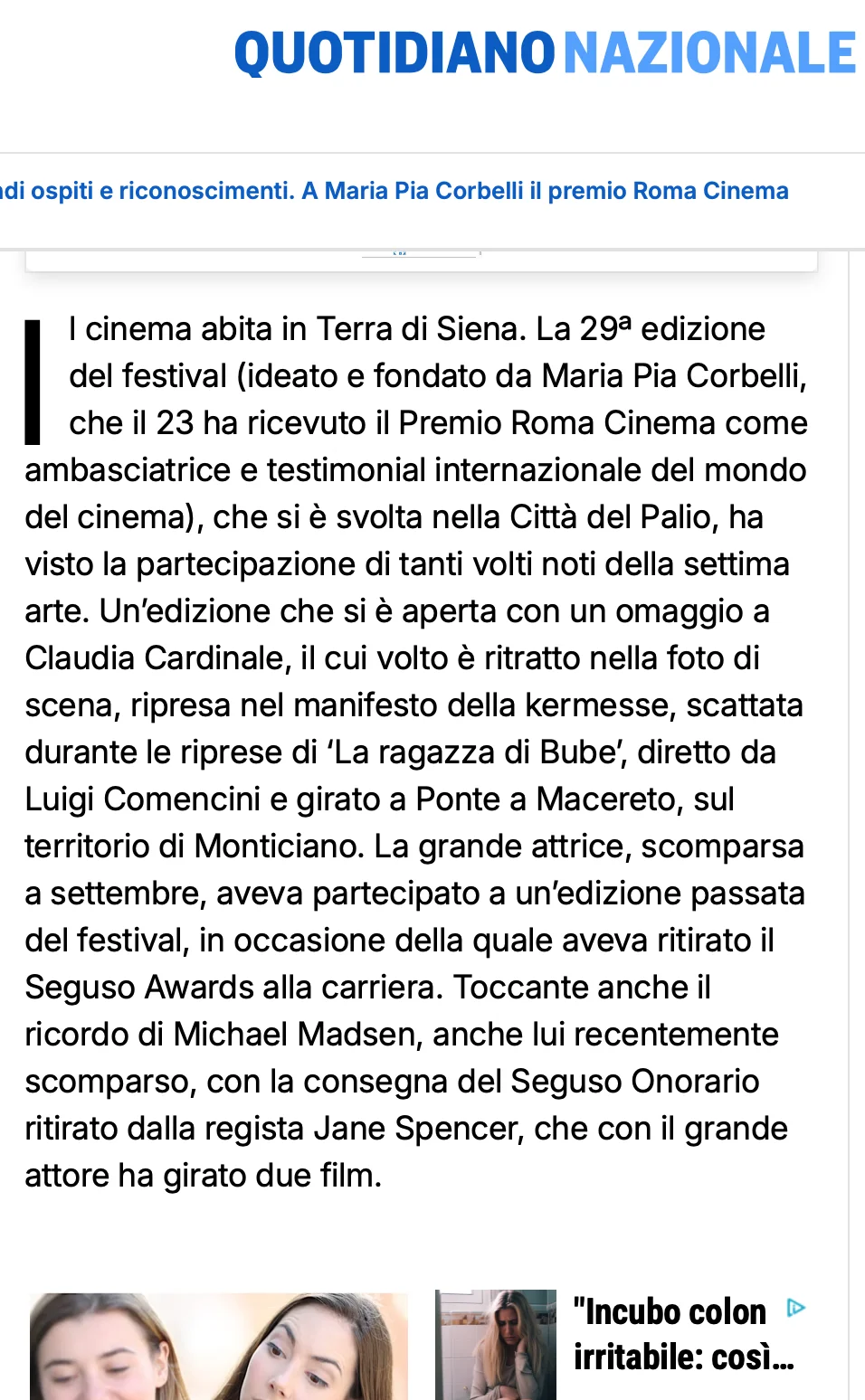 Rassegna Stampa 29° Terra di Siena International Film Festival 2025