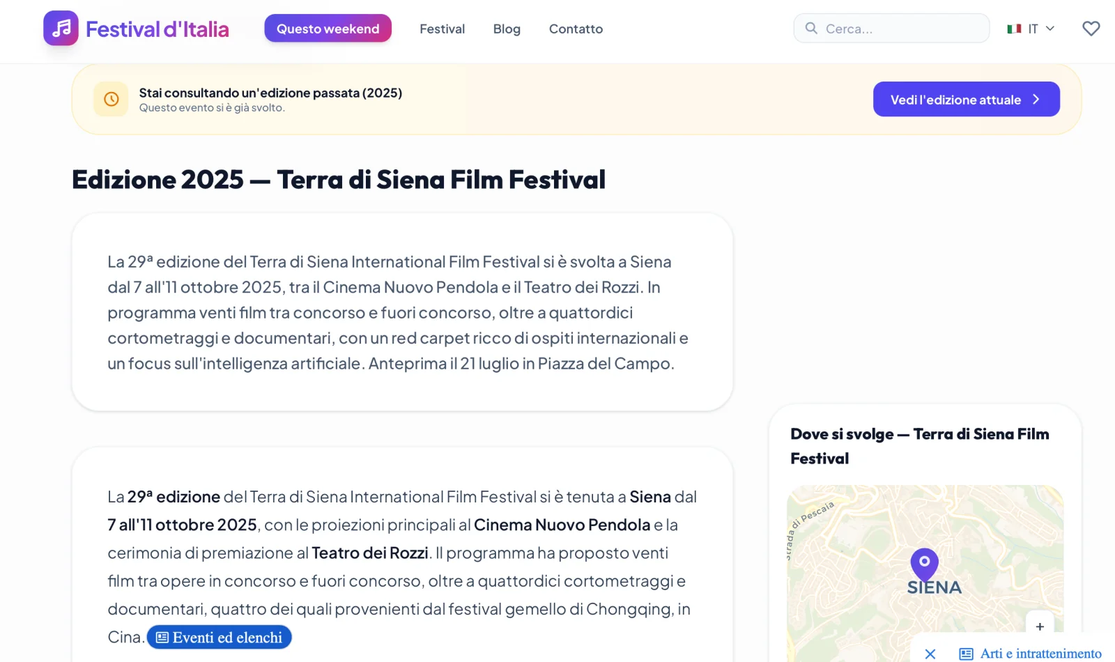 Rassegna Stampa 29° Terra di Siena International Film Festival 2025