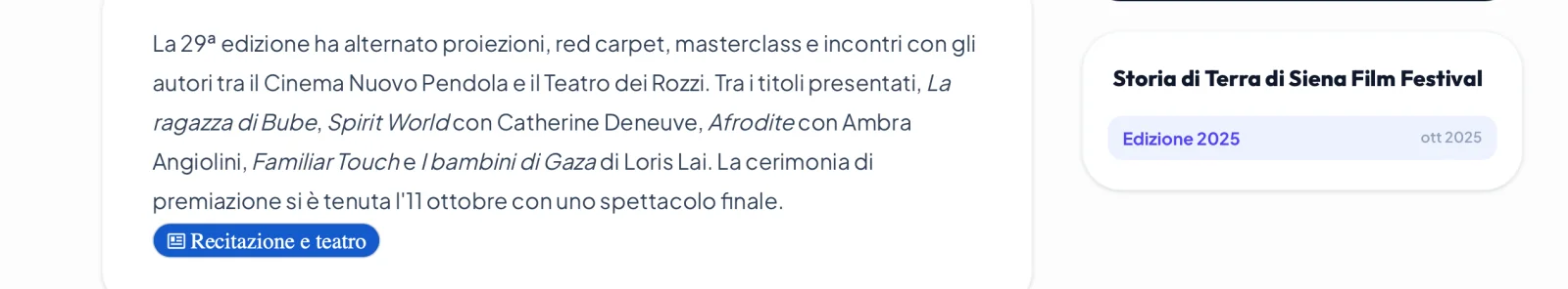 Rassegna Stampa 29° Terra di Siena International Film Festival 2025
