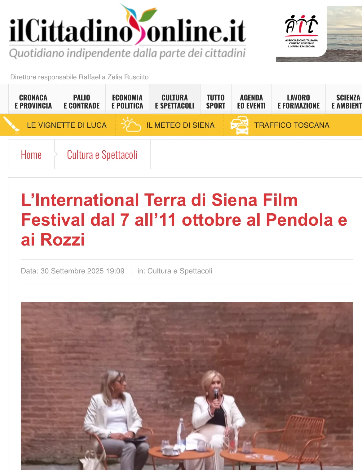 Rassegna Stampa 29° Terra di Siena International Film Festival 2025