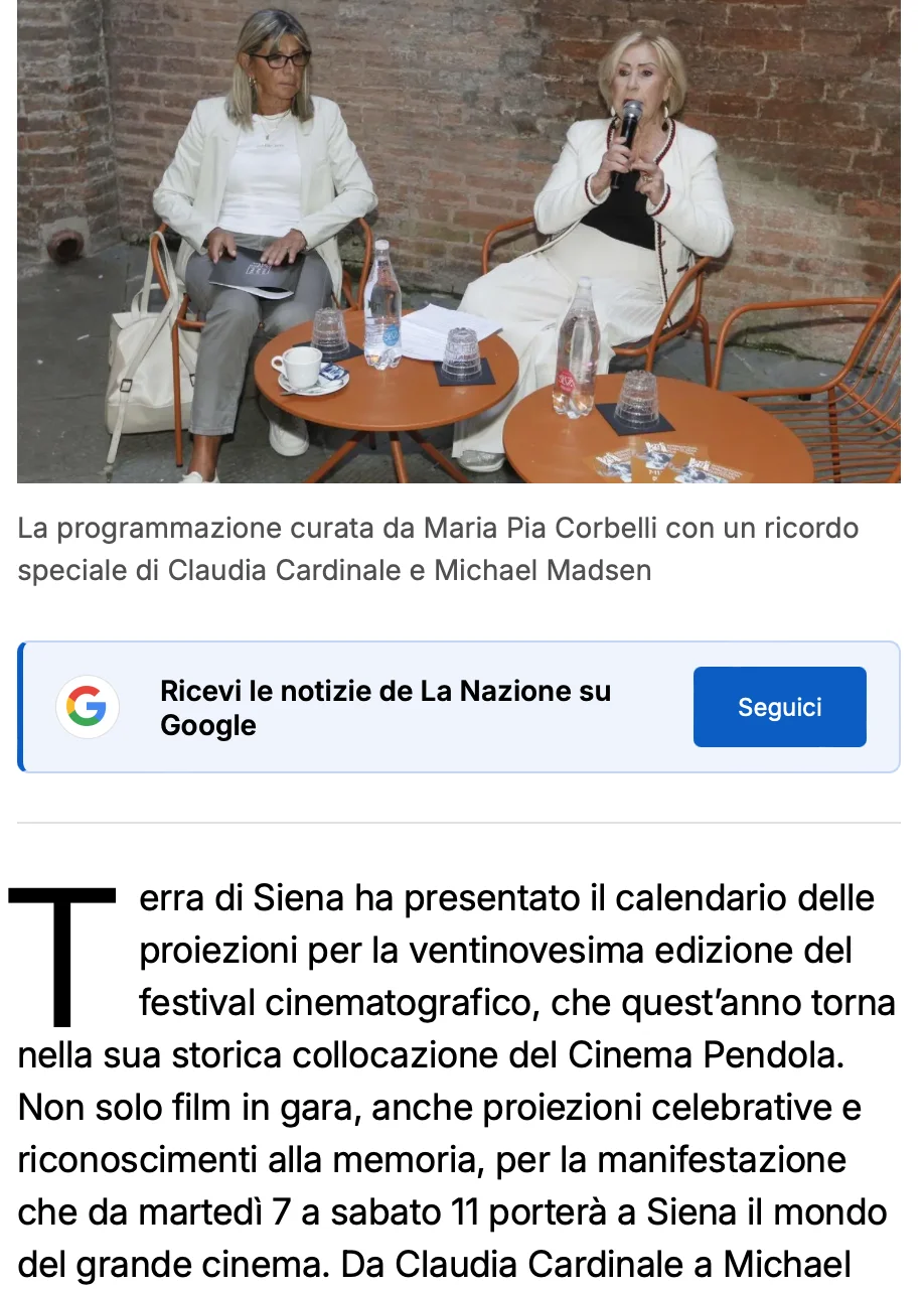 Rassegna Stampa 29° Terra di Siena International Film Festival 2025