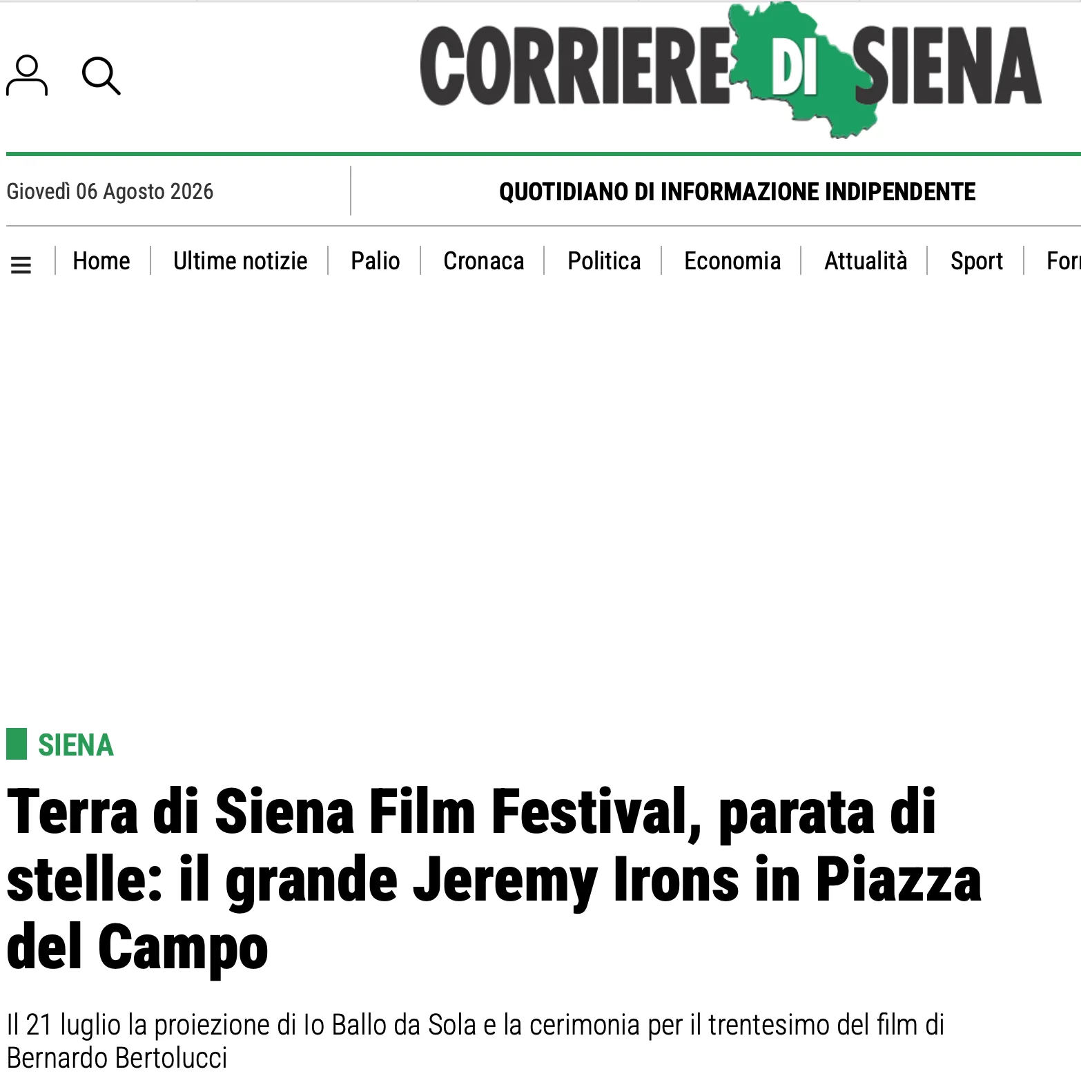 Rassegna Stampa 29° Terra di Siena International Film Festival 2025