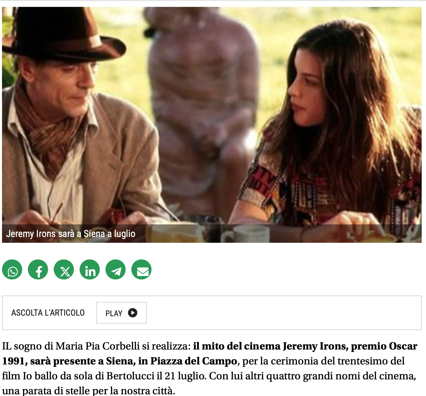 Rassegna Stampa 29° Terra di Siena International Film Festival 2025