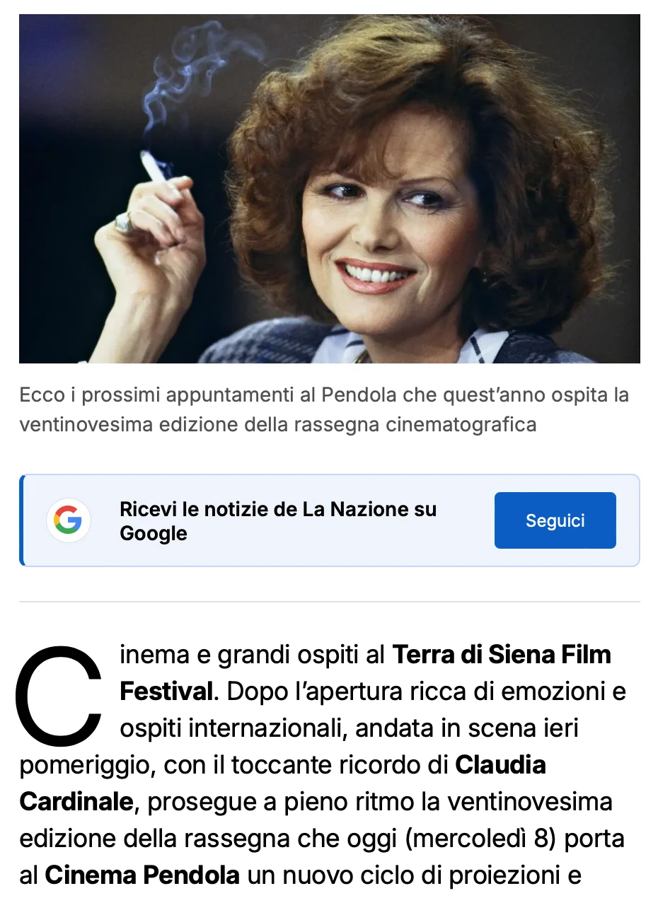 Rassegna Stampa 29° Terra di Siena International Film Festival 2025