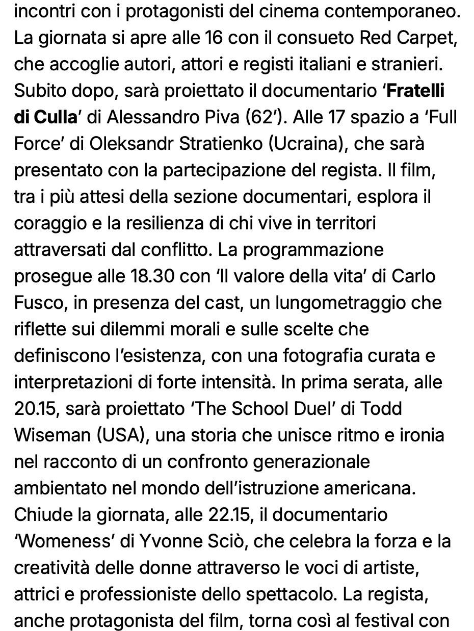 Rassegna Stampa 29° Terra di Siena International Film Festival 2025