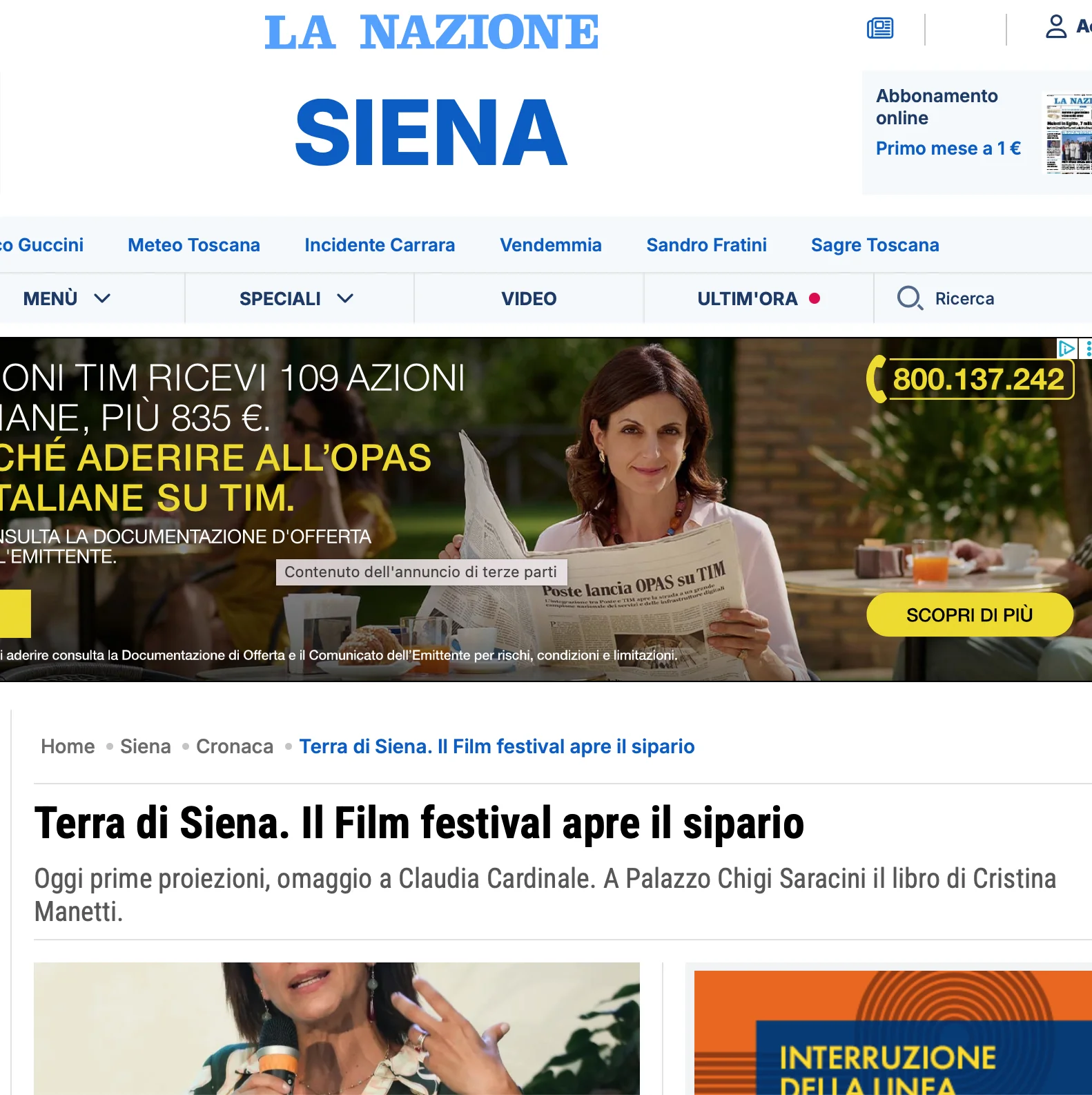 Rassegna Stampa 29° Terra di Siena International Film Festival 2025