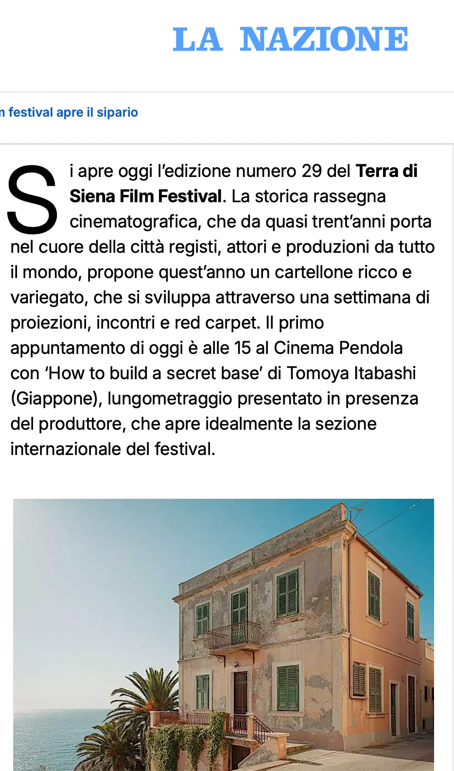 Rassegna Stampa 29° Terra di Siena International Film Festival 2025