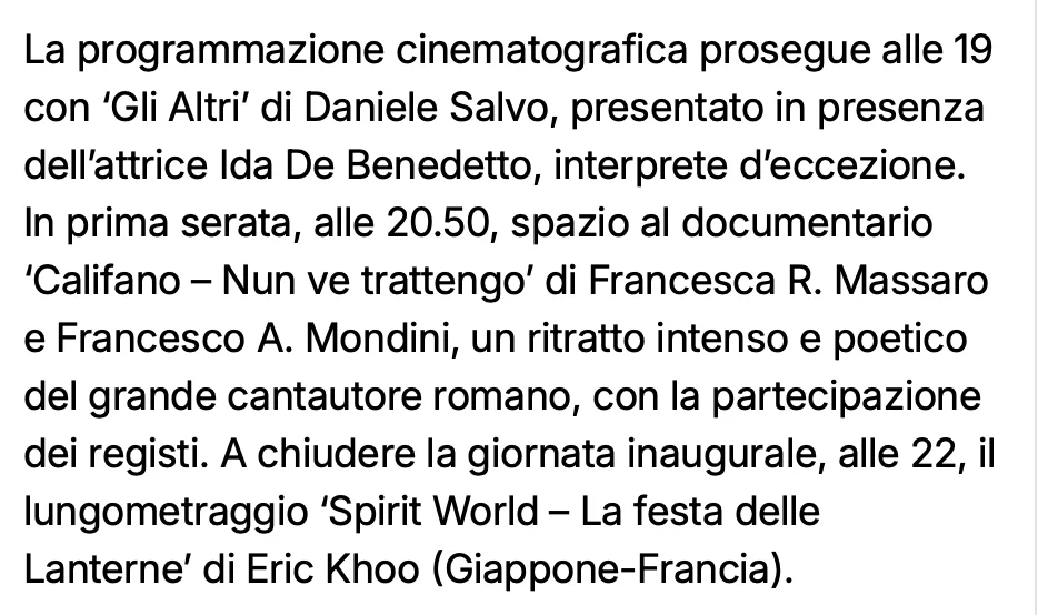 Rassegna Stampa 29° Terra di Siena International Film Festival 2025