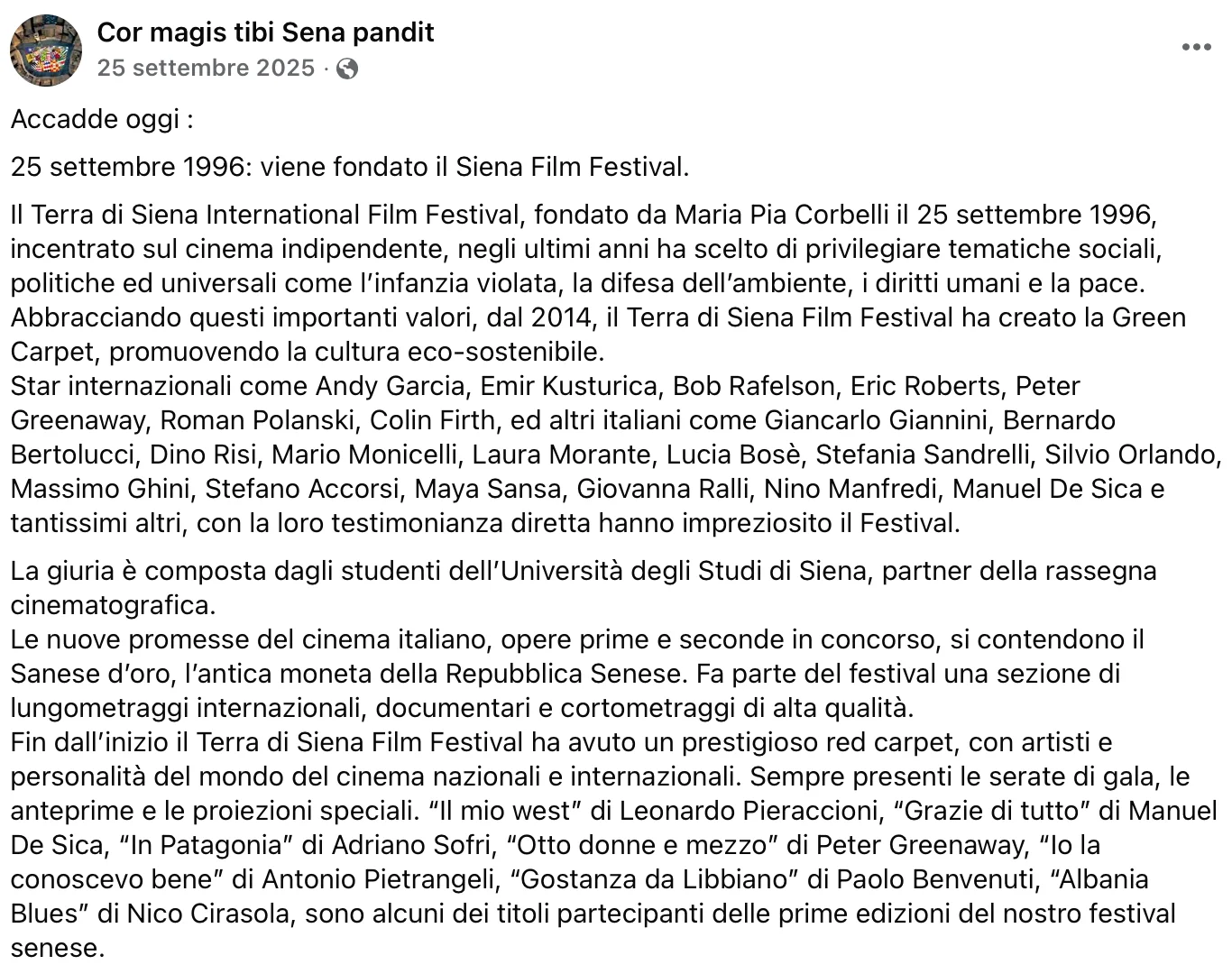 Rassegna Stampa 29° Terra di Siena International Film Festival 2025