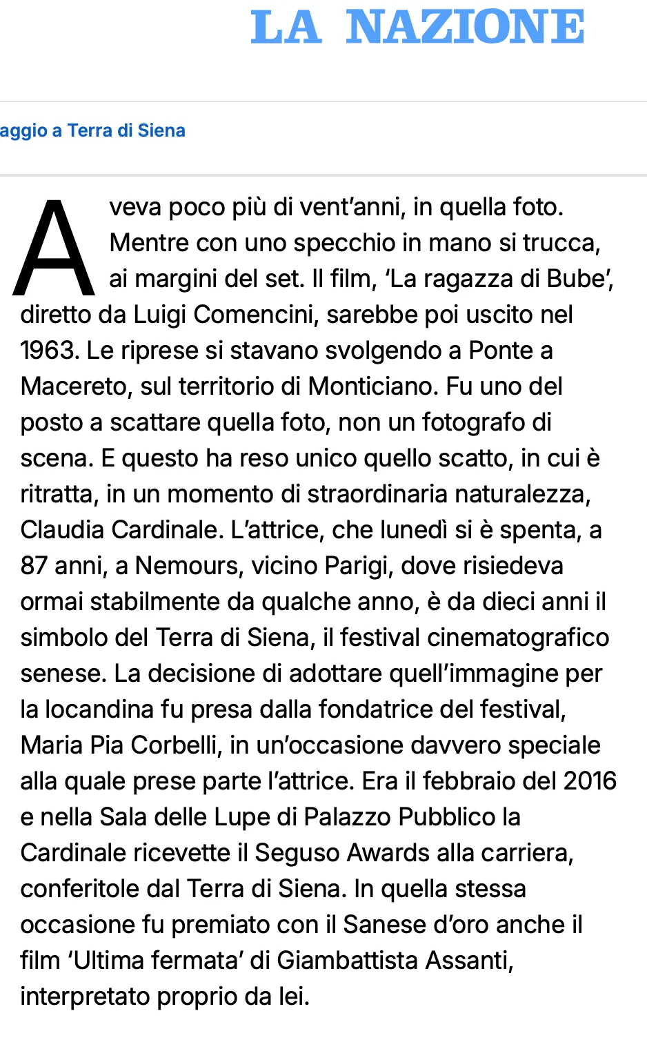 Rassegna Stampa 29° Terra di Siena International Film Festival 2025