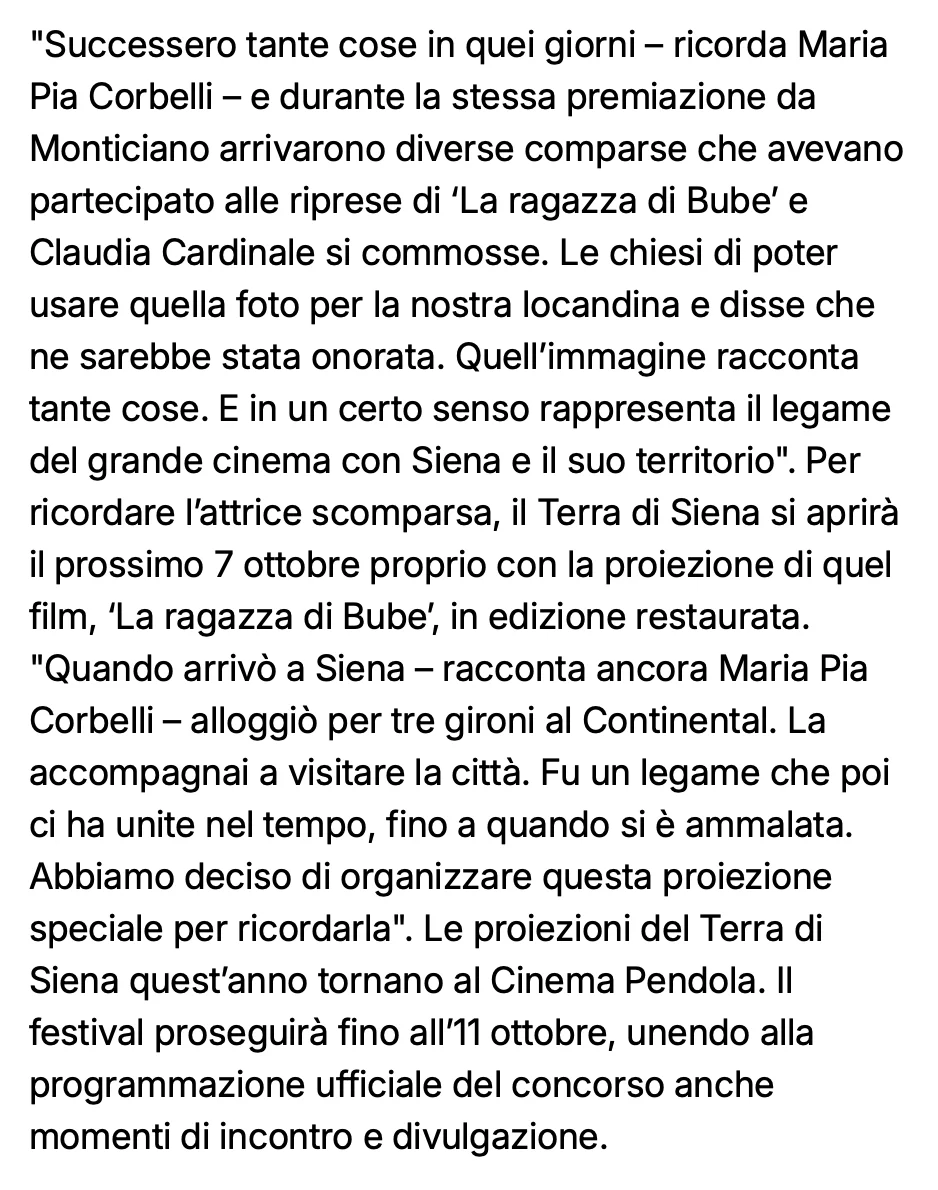 Rassegna Stampa 29° Terra di Siena International Film Festival 2025