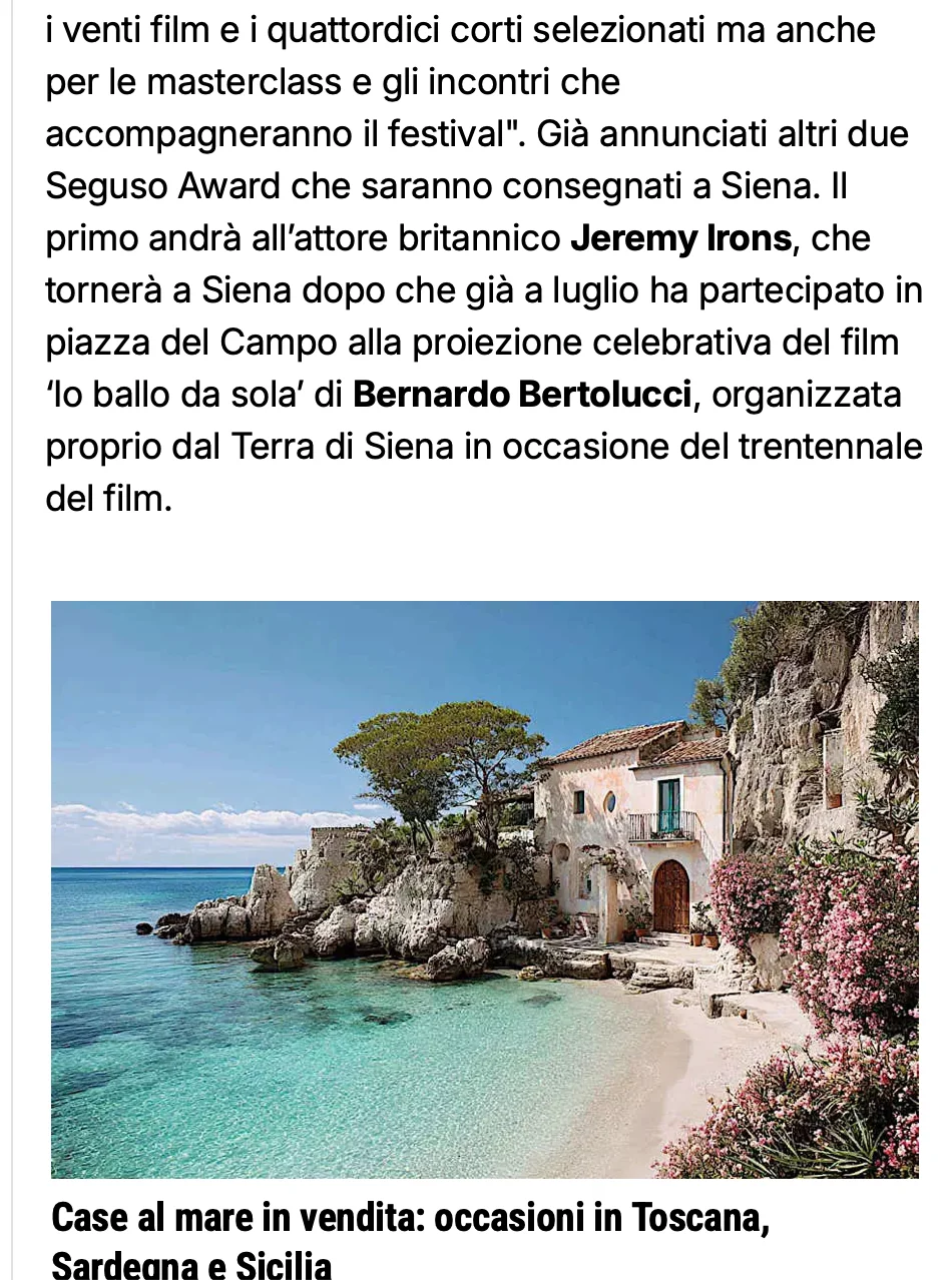 Rassegna Stampa 29° Terra di Siena International Film Festival 2025