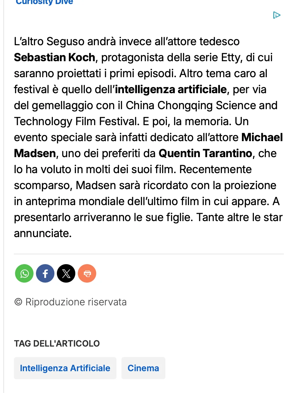 Rassegna Stampa 29° Terra di Siena International Film Festival 2025