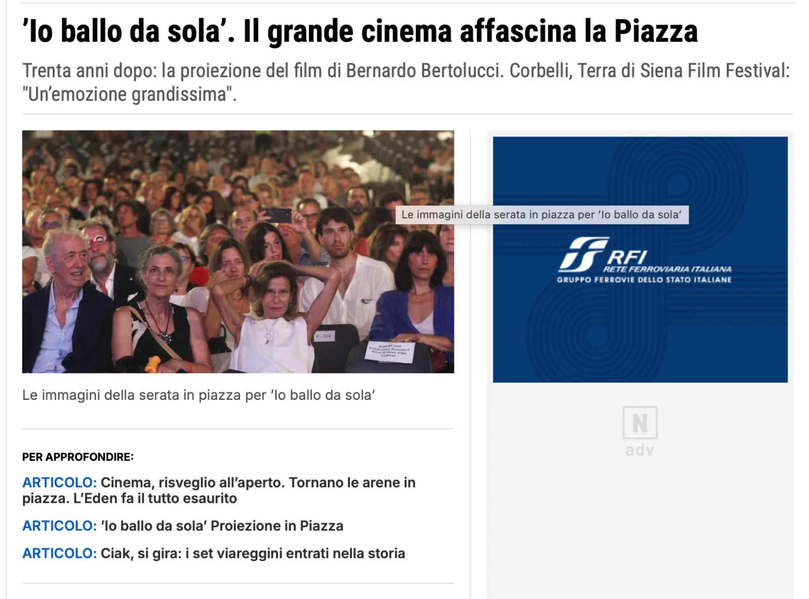 Rassegna Stampa 29° Terra di Siena International Film Festival 2025