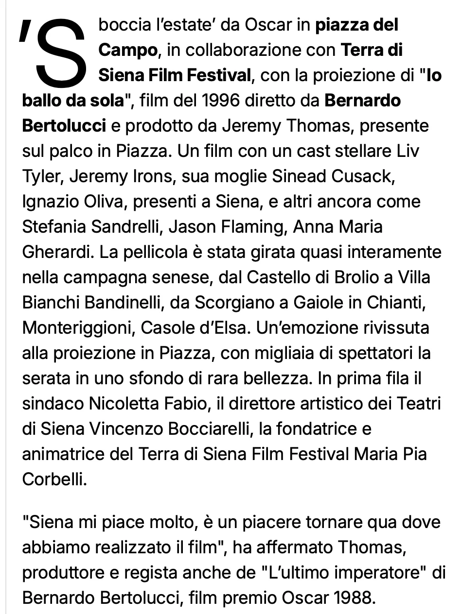 Rassegna Stampa 29° Terra di Siena International Film Festival 2025