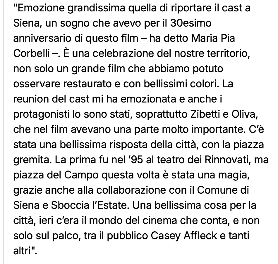 Rassegna Stampa 29° Terra di Siena International Film Festival 2025