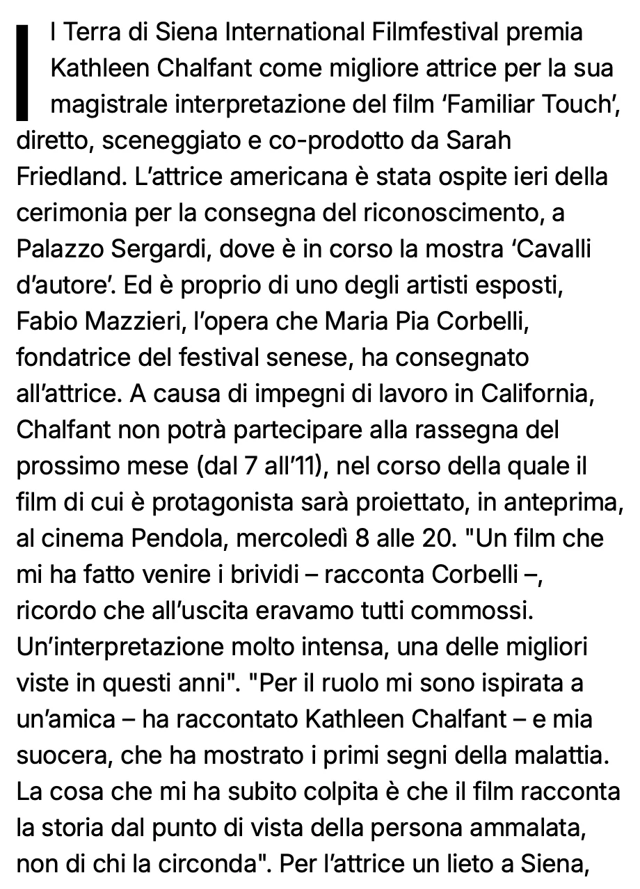 Rassegna Stampa 29° Terra di Siena International Film Festival 2025