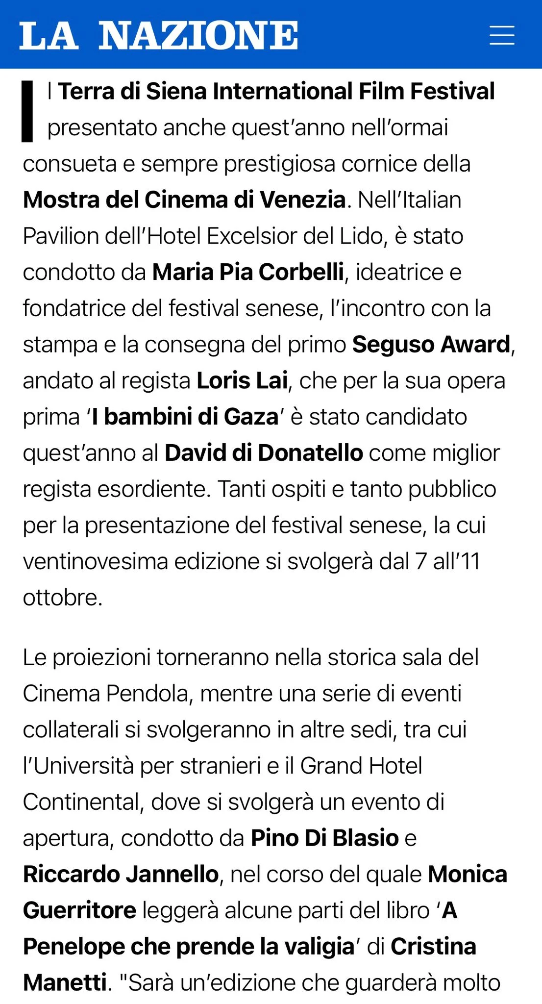 Rassegna Stampa #Venezia82 Mostra d’arte Cinematografica di Venezia